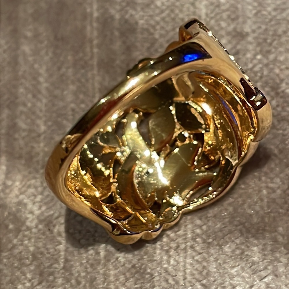 Gold Flower & Butterfly Ring New! Size 9 Diamond Chip - Picture 9 of 9